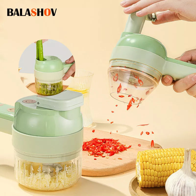 4In1 Electric Vegetable Cutter Set Handheld