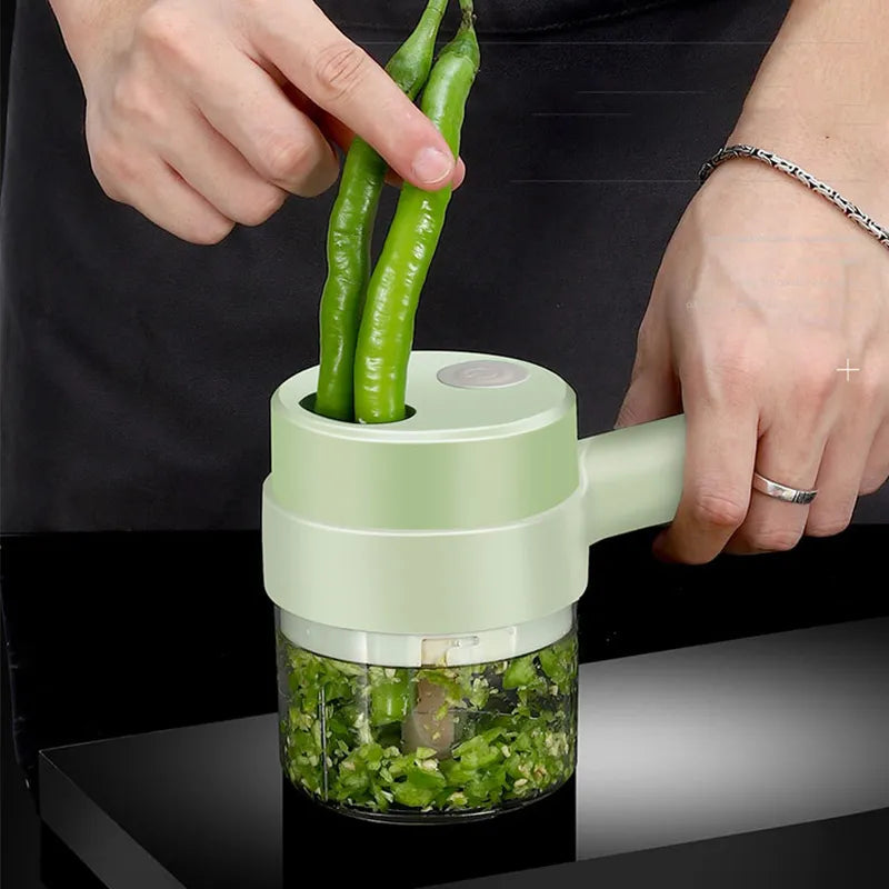 4In1 Electric Vegetable Cutter Set Handheld