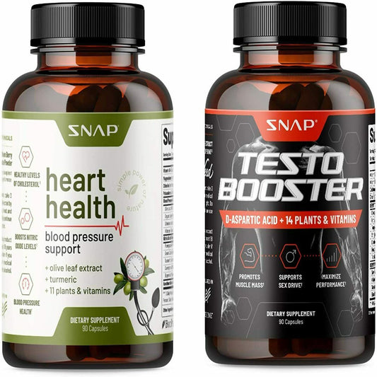 Heart Health & Testo Booster,  Heart and Sexual Wellness Supplement, 2-Pack Bundle, 90 Capsules Each